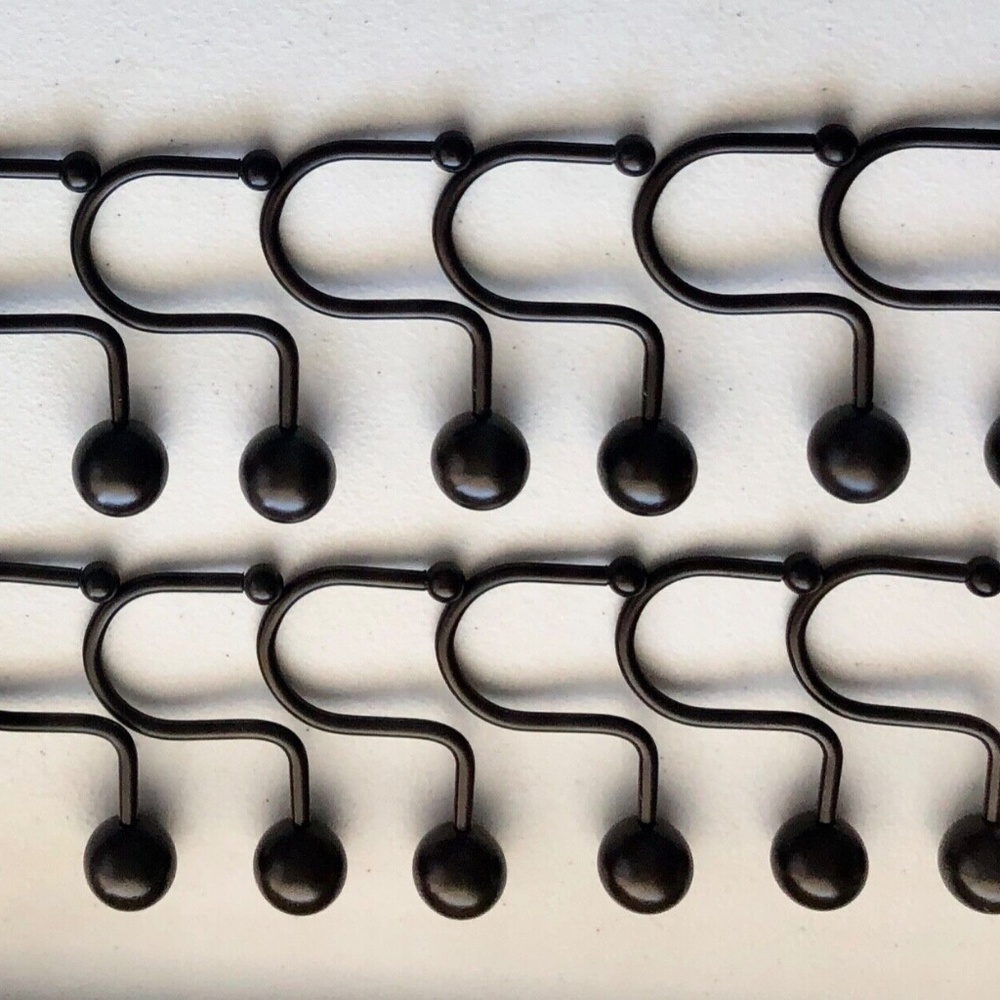 3 For $15 S Hook Style Shower Curtain Hooks Brown Heavy Weight Ball Design Hooks